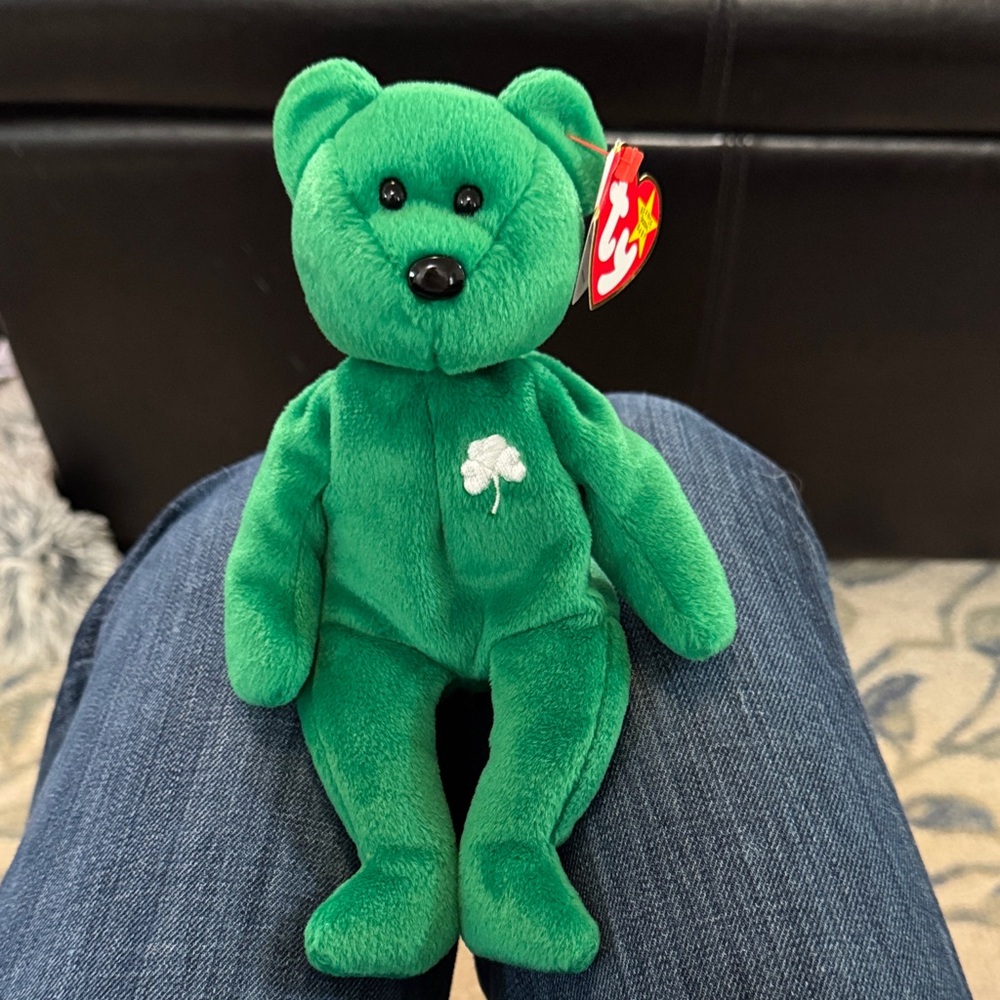 Ty Erin Green Bear with Shamrock Embroidery